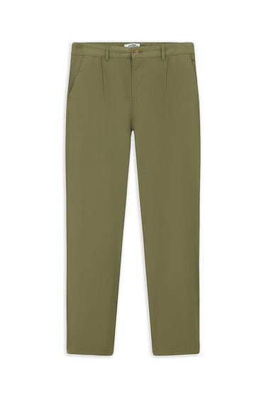 Asker Haki Relaxed Fit Rahat Kesim Likralı Pileli Kanvas / Chino Pantolon