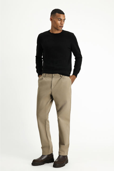 Orta Vizon Regular Fit Standart Kesim Likralı Pileli Kanvas / Chino Pantolon