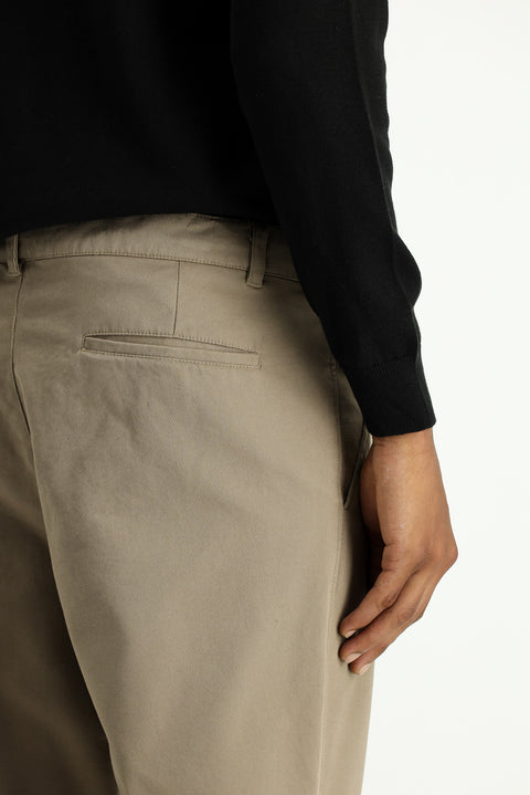 Orta Vizon Relaxed Fit Rahat Kesim Likralı Pileli Kanvas / Chino Pantolon