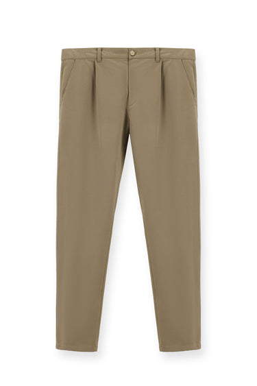 Orta Vizon Regular Fit Likralı Pileli Kanvas / Chino Pantolon