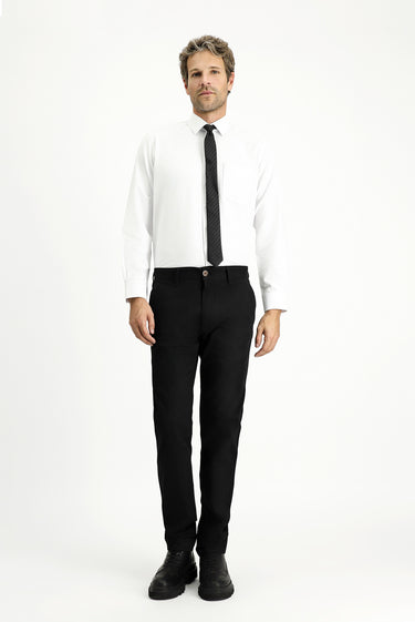  Siyah Regular Fit Likralı Kanvas / Chino Pantolon