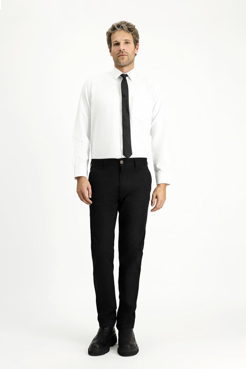 Siyah Regular Fit Standart Kesim Likralı Kanvas / Chino Pantolon