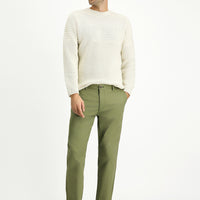 Yağ Yeşili-Olive Regular Fit Likralı Kanvas / Chino Pantolon