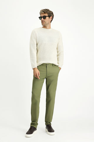  Yağ Yeşili-Olive Regular Fit Likralı Kanvas / Chino Pantolon