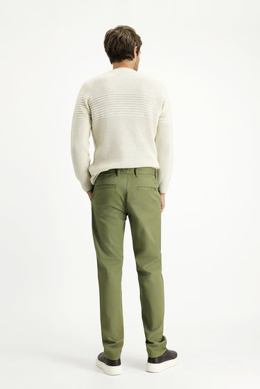  Yağ Yeşili-Olive Regular Fit Likralı Kanvas / Chino Pantolon