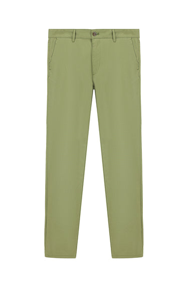 Yağ Yeşili-Olive Regular Fit Likralı Kanvas / Chino Pantolon