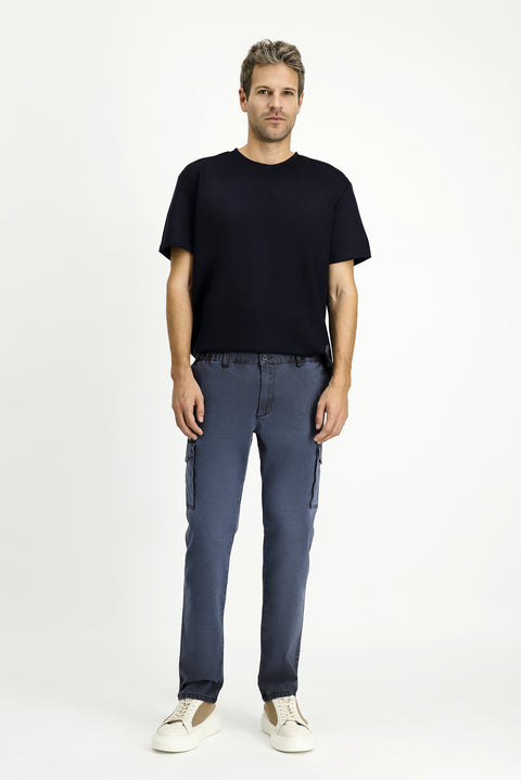 Siyah 6 Drop Regular Fit Standart Kesim Beli Lastikli Likralı Kargo Pantolon