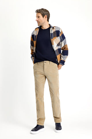  Orta Bej Regular Fit Pamuk Kadife Pantolon