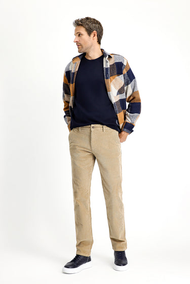  Orta Bej Relaxed Fit Rahat Kesim Pamuk Kadife Pantolon