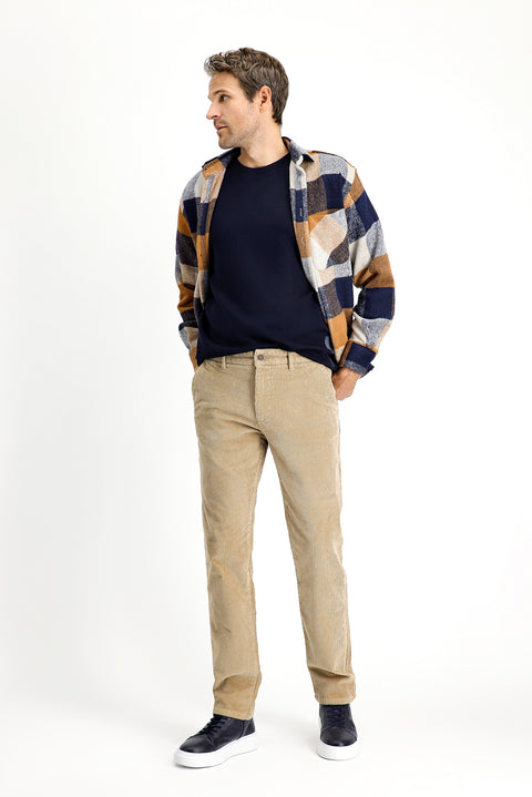 Orta Bej 4 Drop Relaxed Fit Rahat Kesim Pamuk Kadife Pantolon