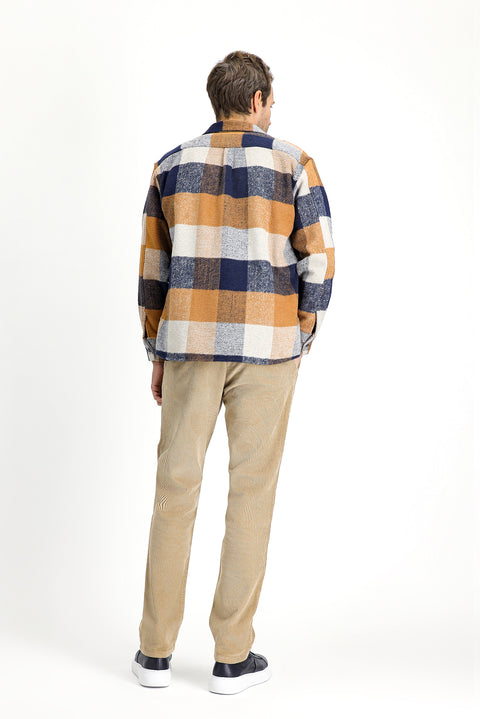 Orta Bej 4 Drop Relaxed Fit Rahat Kesim Pamuk Kadife Pantolon