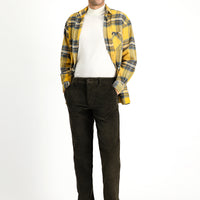 Orta Haki Regular Fit Pamuk Kadife Pantolon