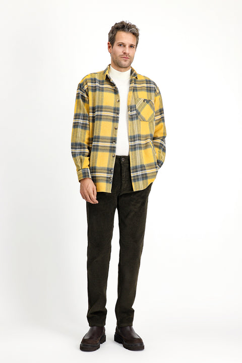 Orta Haki 4 Drop Relaxed Fit Rahat Kesim Pamuk Kadife Pantolon