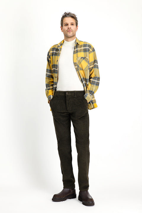 Orta Haki 4 Drop Relaxed Fit Rahat Kesim Pamuk Kadife Pantolon