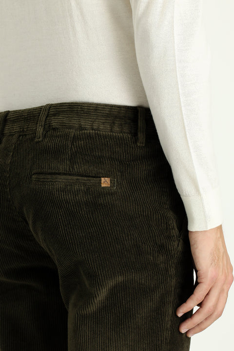 Orta Haki 4 Drop Relaxed Fit Rahat Kesim Pamuk Kadife Pantolon