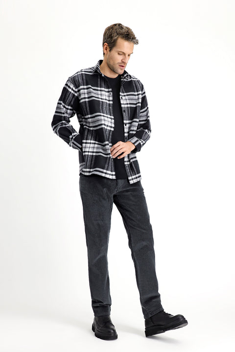 Orta Antrasit 4 Drop Relaxed Fit Rahat Kesim Pamuk Kadife Pantolon