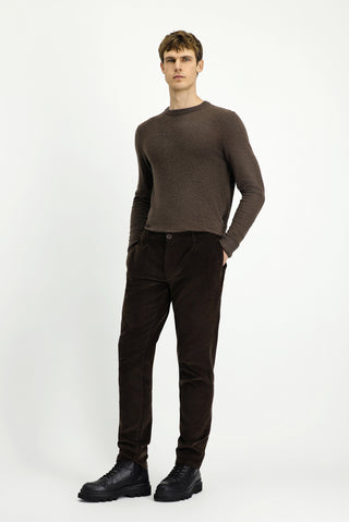  Koyu Kahve 6 Drop Regular Fit Standart Kesim Likralı Pileli Kadife Pantolon