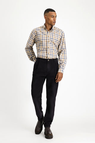  Koyu Antrasit Regular Fit Likralı Pileli Kadife Pantolon