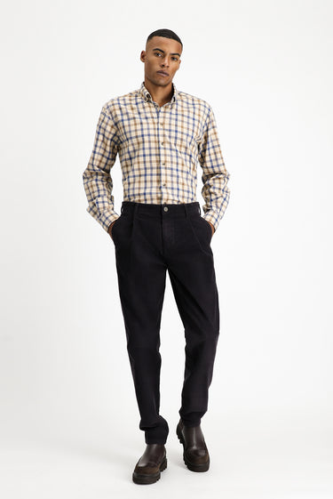 Koyu Antrasit Relaxed Fit Rahat Kesim Likralı Pileli Kadife Pantolon