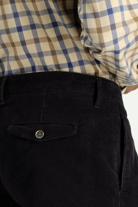 Koyu Antrasit 6 Drop Regular Fit Standart Kesim Likralı Pileli Kadife Pantolon