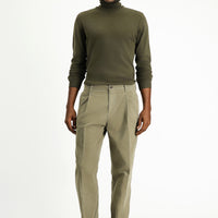 Açık Vizon Relaxed Fit Rahat Kesim Likralı Pileli Kadife Pantolon