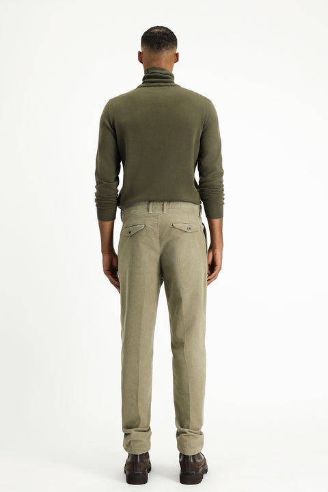 Açık Vizon 4 Drop Relaxed Fit Rahat Kesim Likralı Pileli Kadife Pantolon