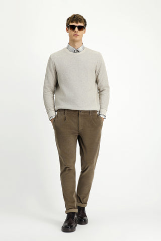  Orta Vizon Regular Fit Likralı Pileli Kadife Pantolon