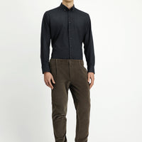 Koyu Vizon Relaxed Fit Rahat Kesim Likralı Pileli Kadife Pantolon