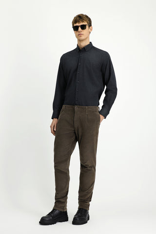  Koyu Vizon Regular Fit Likralı Pileli Kadife Pantolon