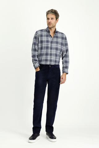  Orta Lacivert Relaxed Fit Rahat Kesim Likralı Kadife Pantolon