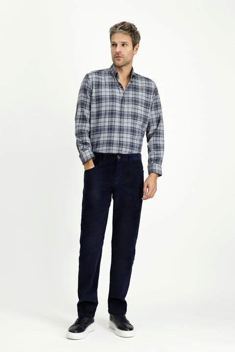 Orta Lacivert 4 Drop Relaxed Fit Rahat Kesim Likralı Kadife Pantolon