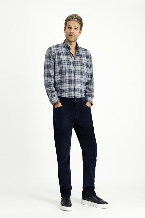 Orta Lacivert 4 Drop Relaxed Fit Rahat Kesim Likralı Kadife Pantolon