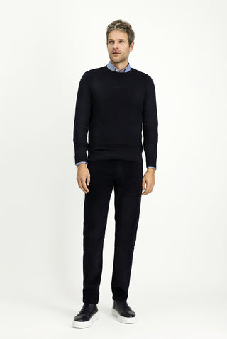  Koyu Lacivert Slim Fit Dar Kesim Likralı Kadife Pantolon