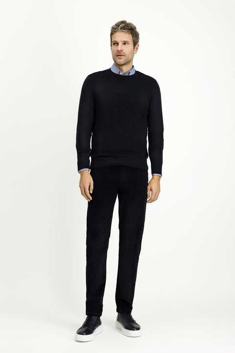 Koyu Lacivert 7 Drop Slim Fit Dar Kesim Likralı Kadife Pantolon