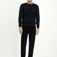 Koyu Lacivert Relaxed Fit Rahat Kesim Likralı Kadife Pantolon