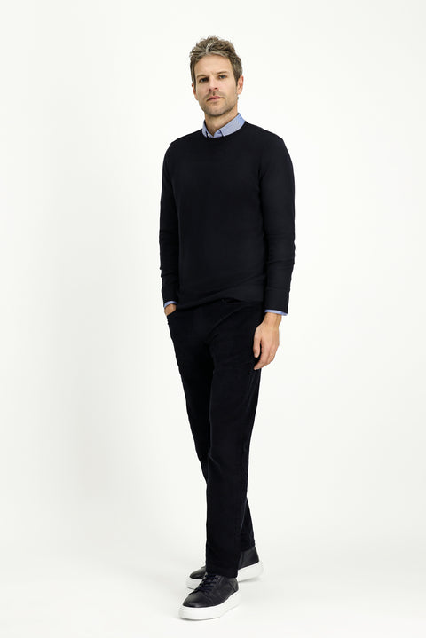 Koyu Lacivert 4 Drop Relaxed Fit Rahat Kesim Likralı Kadife Pantolon