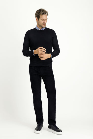  Koyu Lacivert Relaxed Fit Rahat Kesim Likralı Kadife Pantolon