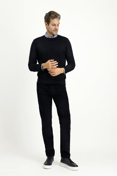 Dark Navy Slim Fit Skinny Stretch Velvet Trousers