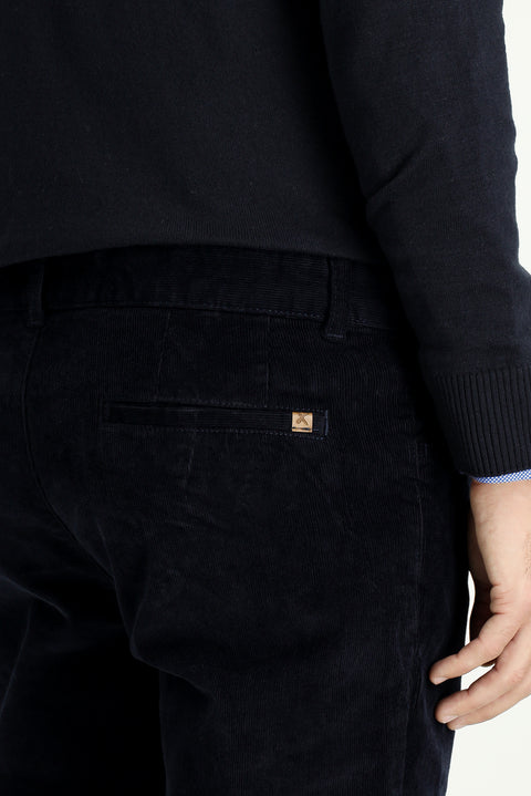 Koyu Lacivert Relaxed Fit Rahat Kesim Likralı Kadife Pantolon