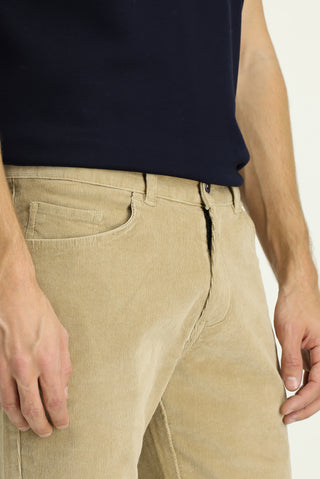  Orta Bej Relaxed Fit Rahat Kesim Likralı Kadife Pantolon