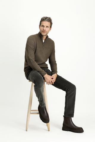  Orta Haki 7 Drop Slim Fit Dar Kesim Likral? Kadife Pantolon-Ki??l?