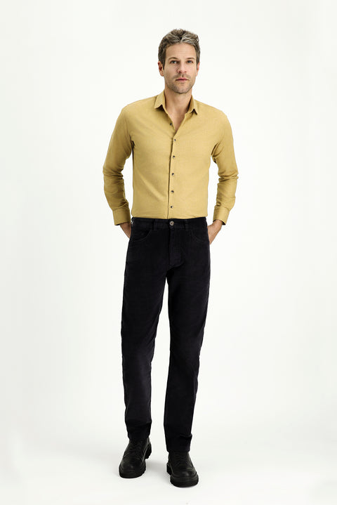 Dark Anthracite Relaxed Fit Stretch Corduroy Trousers
