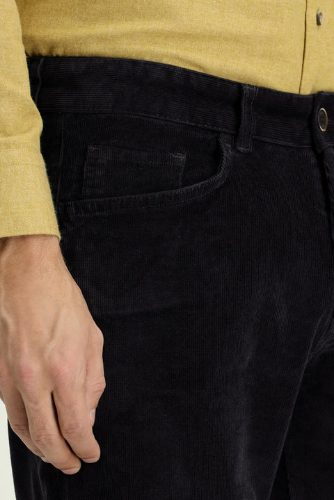 Koyu Antrasit 4 Drop Relaxed Fit Rahat Kesim Likralı Kadife Pantolon