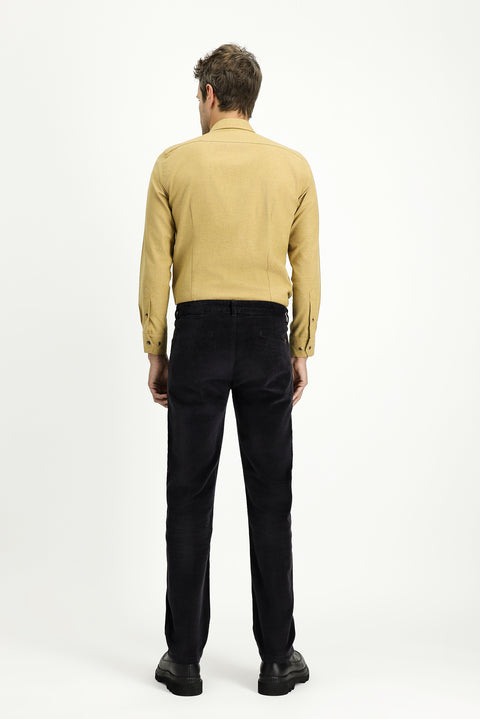 Dark Anthracite Regular Fit Standard Cut Lycra Velvet Trousers