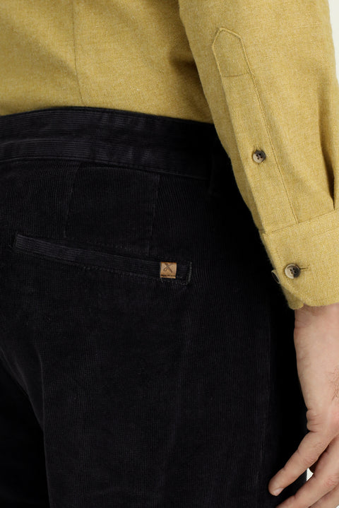 Dark Anthracite Relaxed Fit Stretch Corduroy Trousers