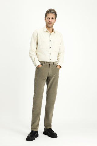  Açık Vizon Relaxed Fit Rahat Kesim Likralı Kadife Pantolon