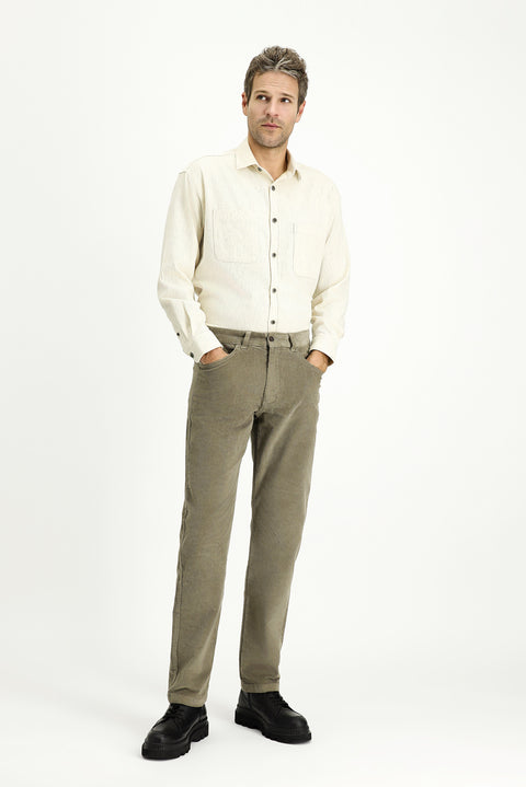 Açık Vizon 4 Drop Relaxed Fit Rahat Kesim Likralı Kadife Pantolon