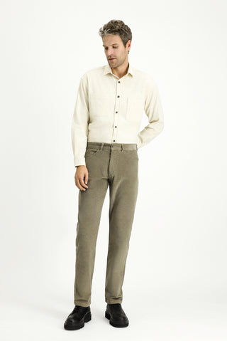  Açık Vizon Relaxed Fit Rahat Kesim Likralı Kadife Pantolon