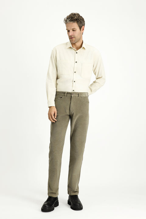 Açık Vizon 4 Drop Relaxed Fit Rahat Kesim Likralı Kadife Pantolon