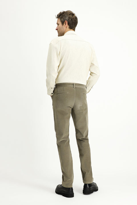 Açık Vizon 6 Drop Regular Fit Standart Kesim Likralı Kadife Pantolon